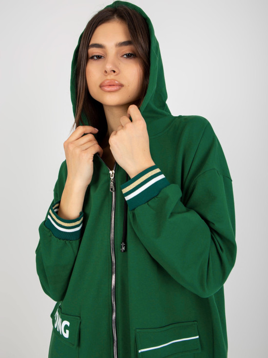 Dark Green Long Zip-Up Hoodie