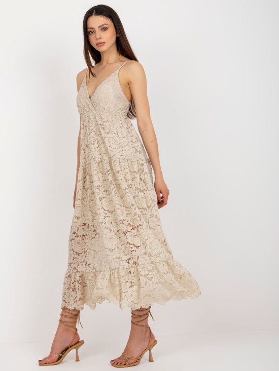 Beige Lace Dress with Ruffle OCH BELLA