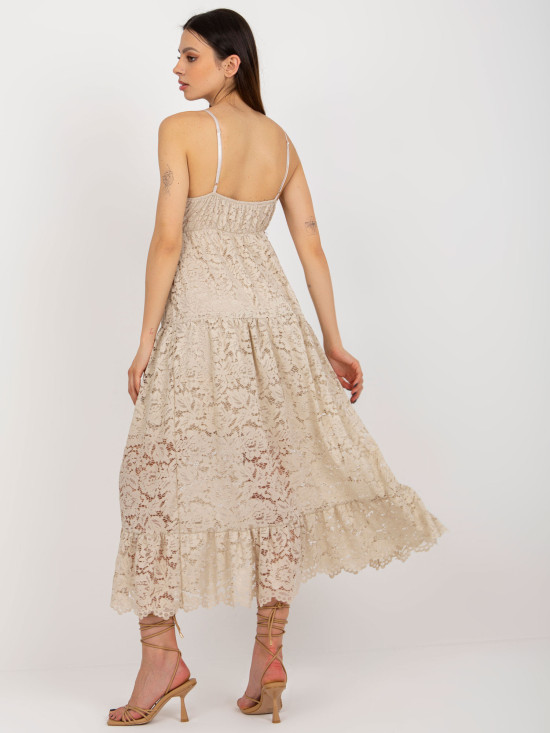Beige Lace Dress with Ruffle OCH BELLA
