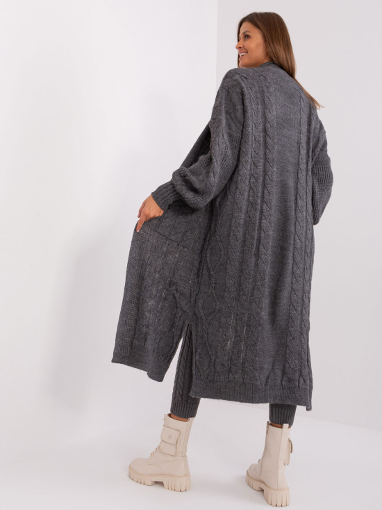 Dark Gray Cardigan with Puff Sleeves