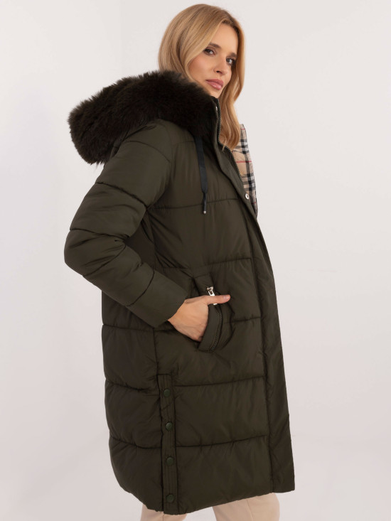 Women's Khaki Winter Jacket with Hood