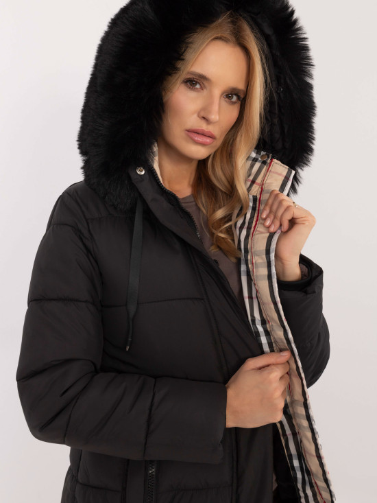 Women's Black Winter Jacket with Hood