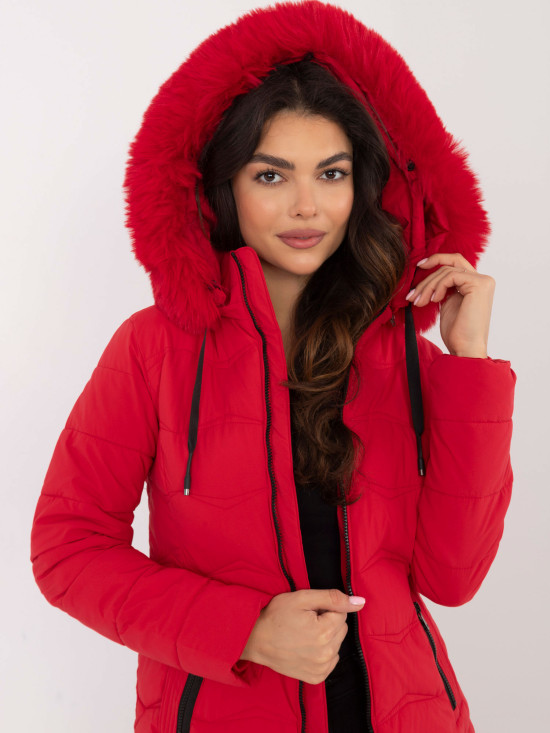 Comfortable Red Winter Jacket with Hood