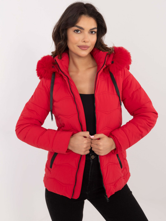Comfortable Red Winter Jacket with Hood