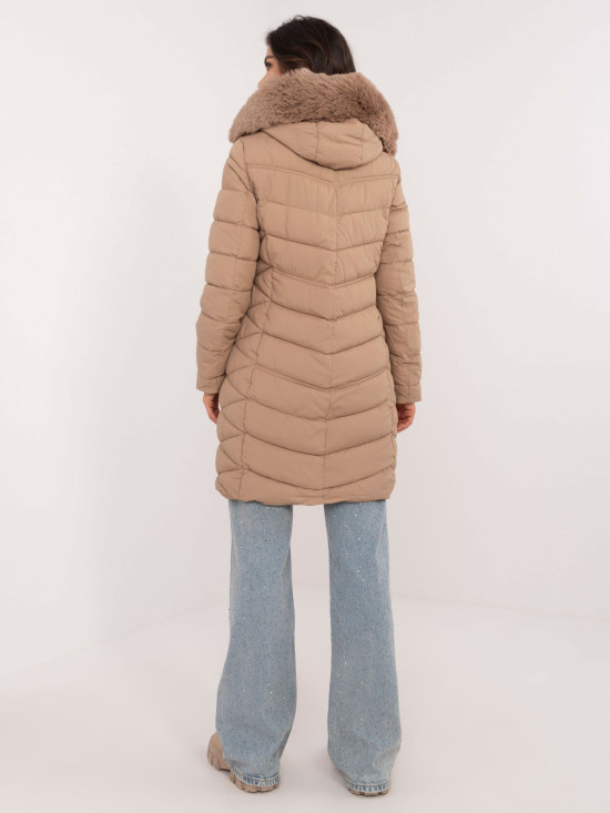 Beige Winter Jacket with Hood