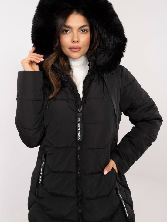 Women's Black Winter Jacket with Hood