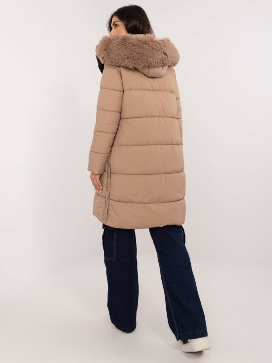 Beige Winter Jacket with Hood