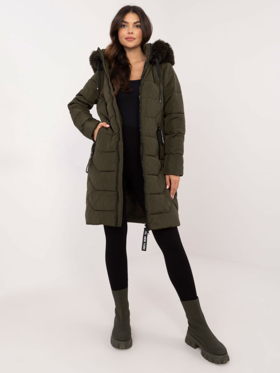 Women's Khaki Winter Jacket with Hood