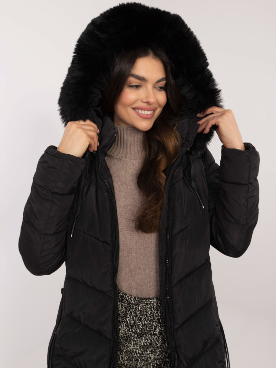 Women's Black Winter Jacket with Hood