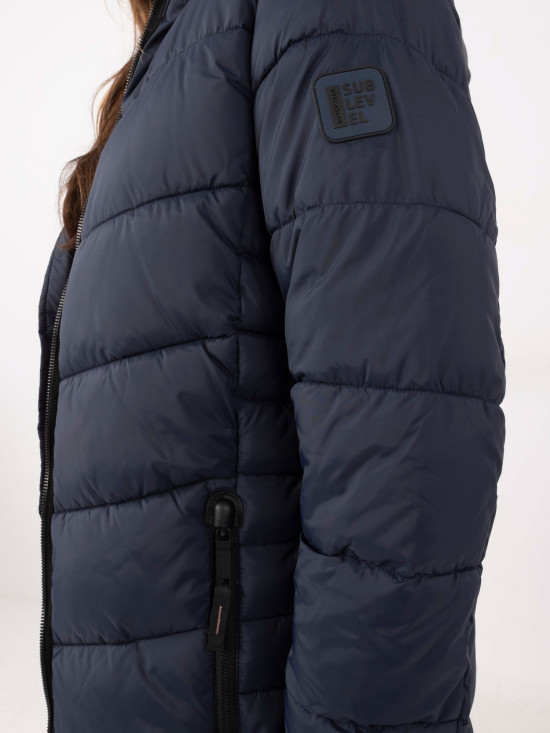 Women's Quilted Coat in Navy Blue