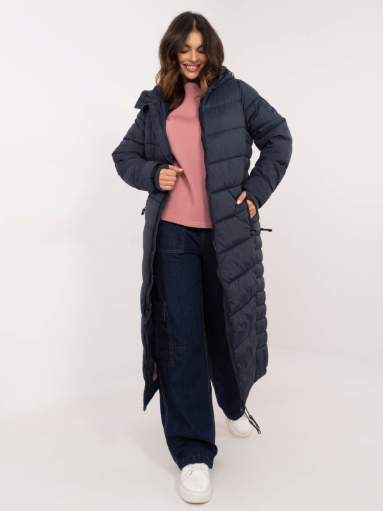 Women's Quilted Coat in Navy Blue