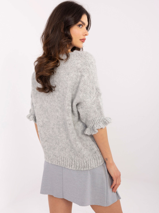 Gray Sweater with 3/4 Sleeves