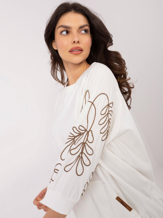 Elegant Ecru Blouse with 3/4 Sleeves
