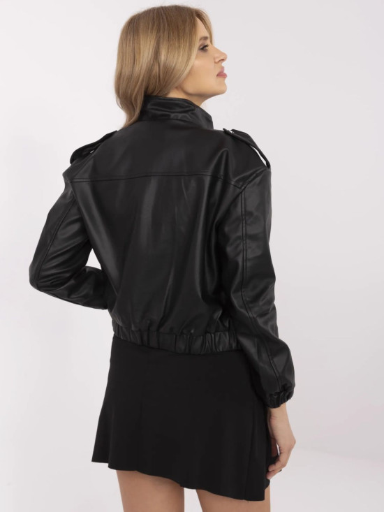 Stylish Black Transitional Jacket in Eco-Leather