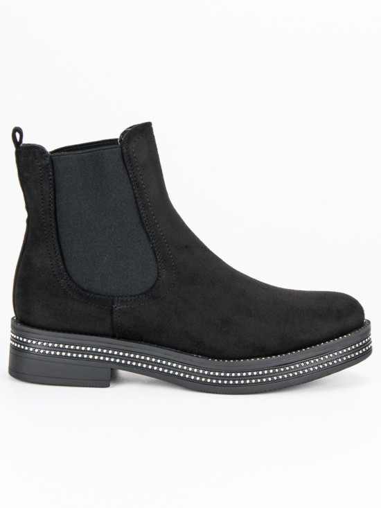 Black suede-effect ankle boots
