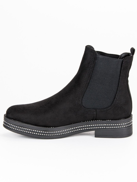 Black suede-effect ankle boots