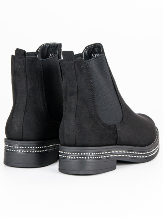 Black suede-effect ankle boots