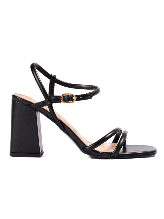 Black Women's Sandals with Wide Heel Vinceza