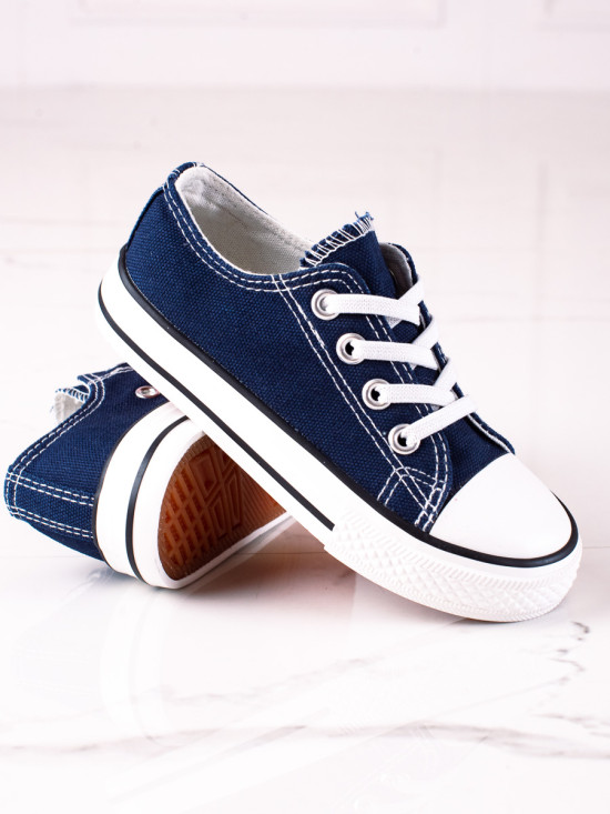Dark blue children's lace-up sneakers