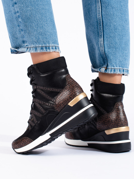 Platform ankle boots brown/black