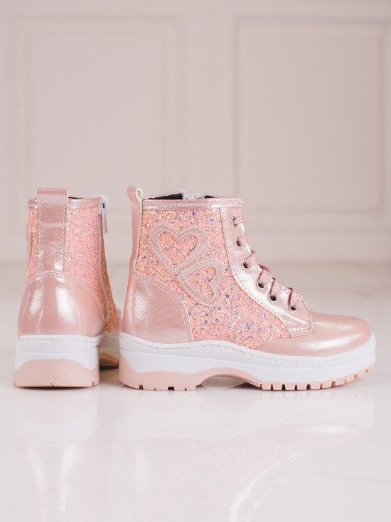 Pink children's boots with sequins