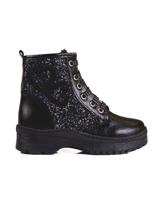 Black children's boots with sequins
