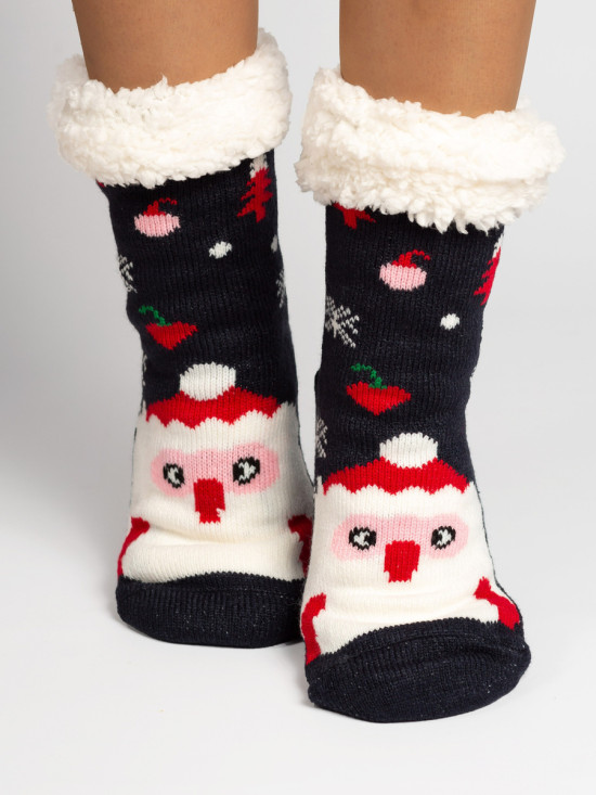 Women's warm socks SANTA dark blue