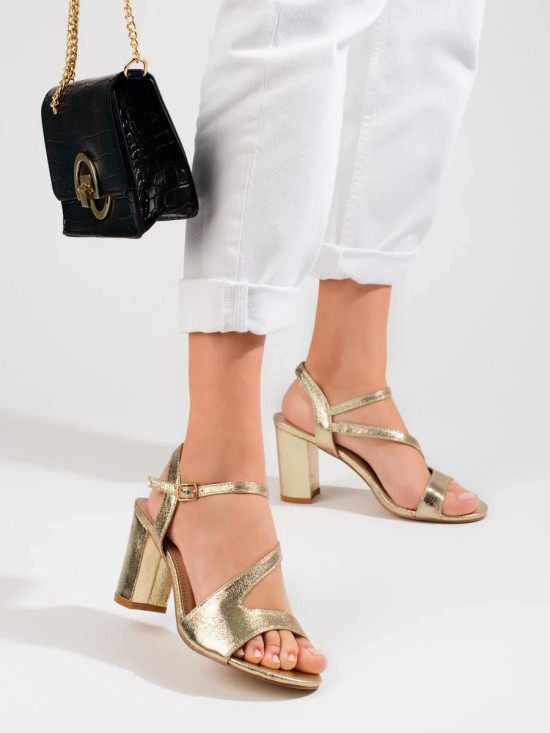 Elegant Gold Heeled Sandals