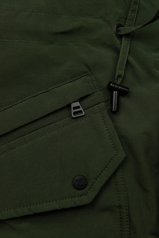 Khaki parka with ecru warm lining