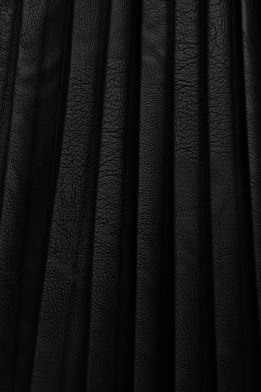 Red dress with leather pleated skirt