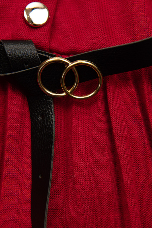 Red girl's dress with a belt