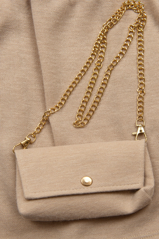 Beige girl's dress with drawstring waist