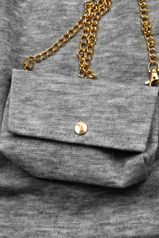 Grey girl's dress with drawstring waist