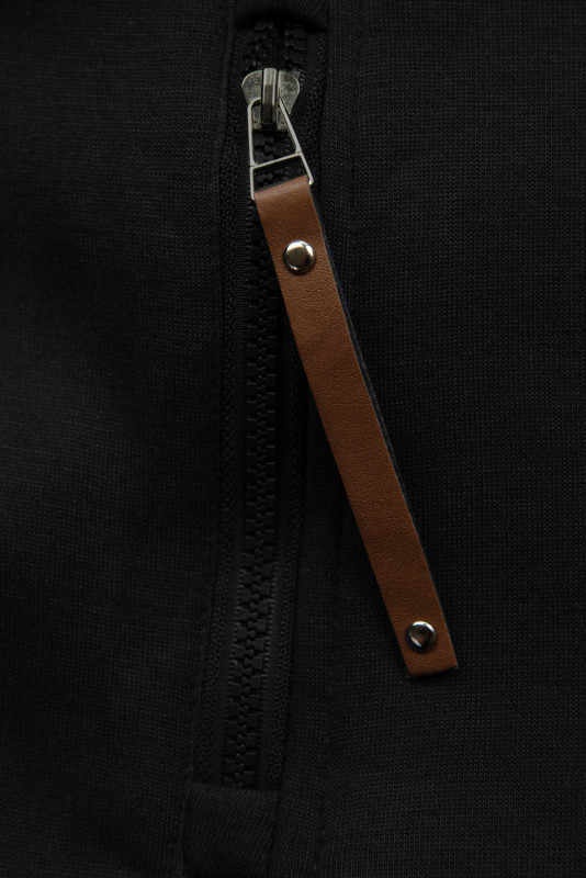 Black elongated sweatshirt jacket