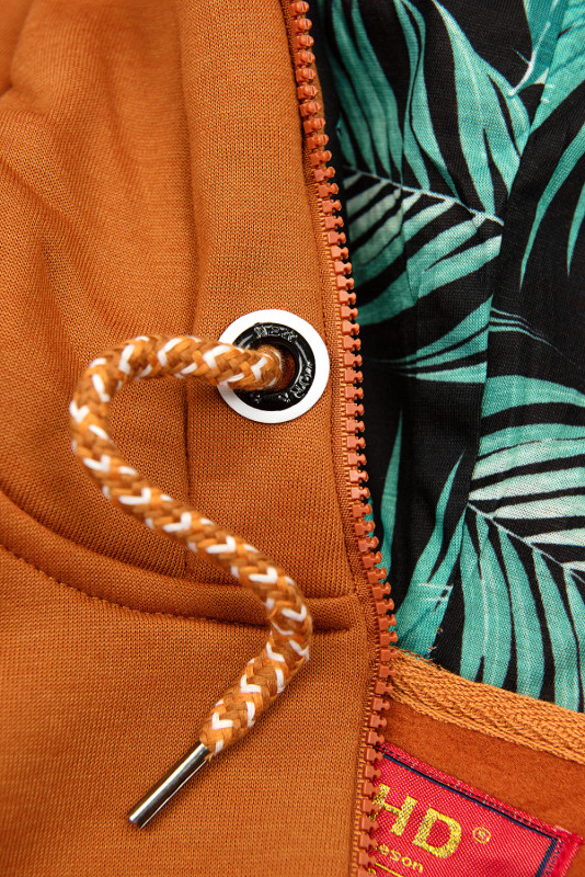 Cinnamon brown asymmetric elongated hoodie