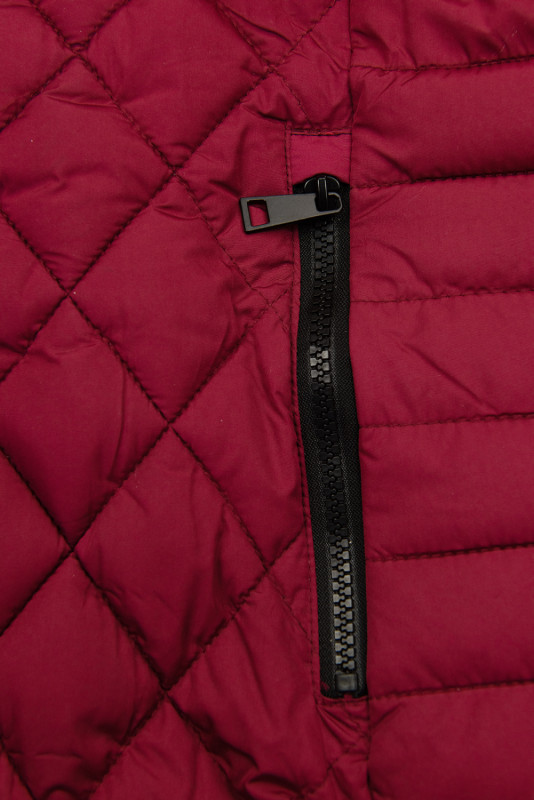 Wine red mid season quilted jacket