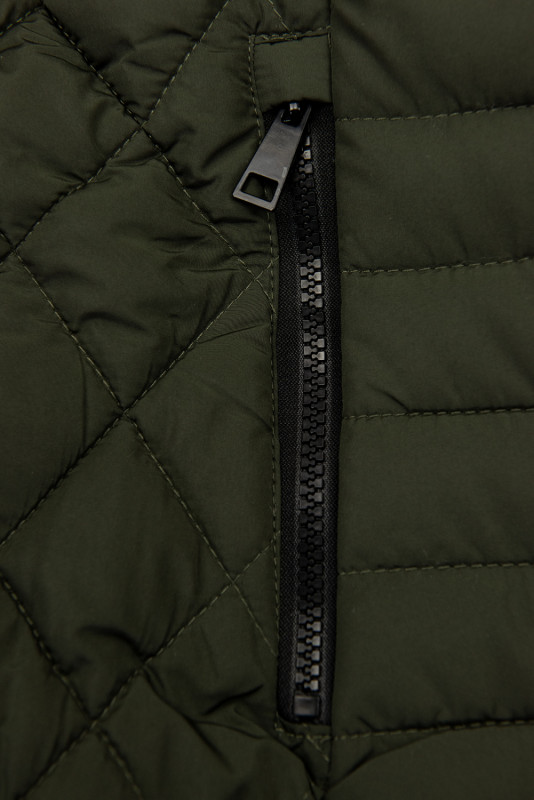 Olive green mid season quilted jacket