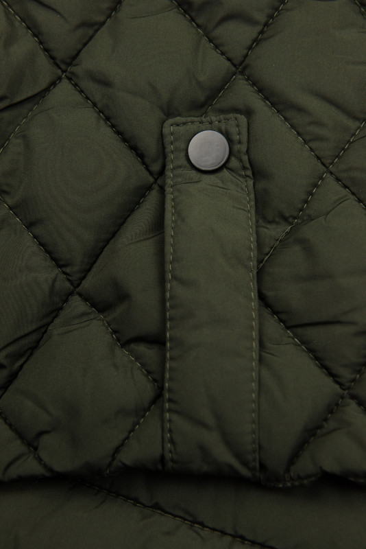Olive green mid season quilted jacket