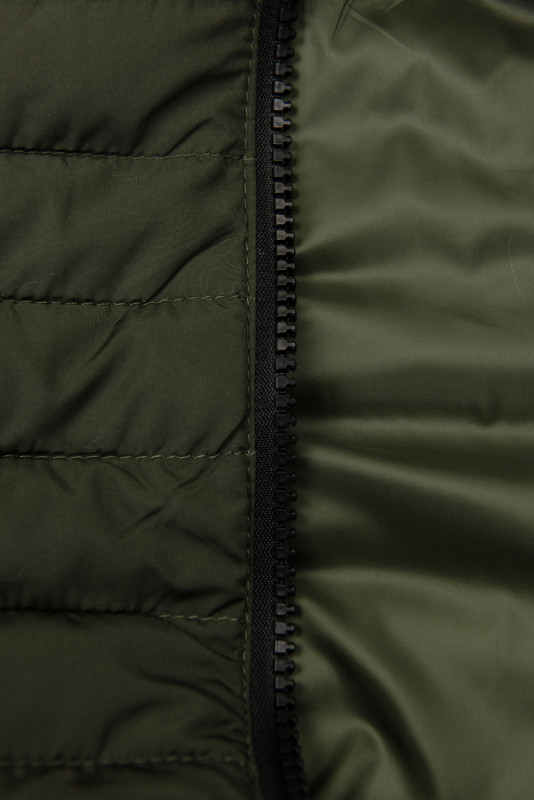 Olive green mid season quilted jacket