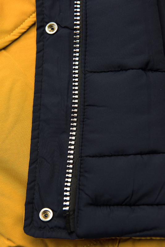Dark yellow/navy reversible winter parka jacket