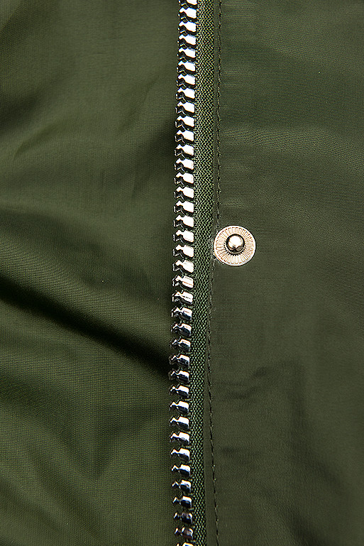 Khaki basic spring parka jacket with a hood