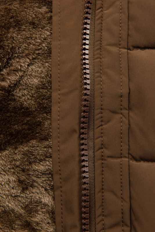 Brown winter jacket with drawstring waist