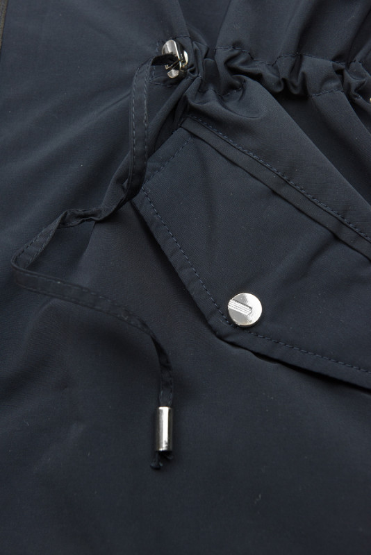 Navy-beige parka jacket with faux fur lining