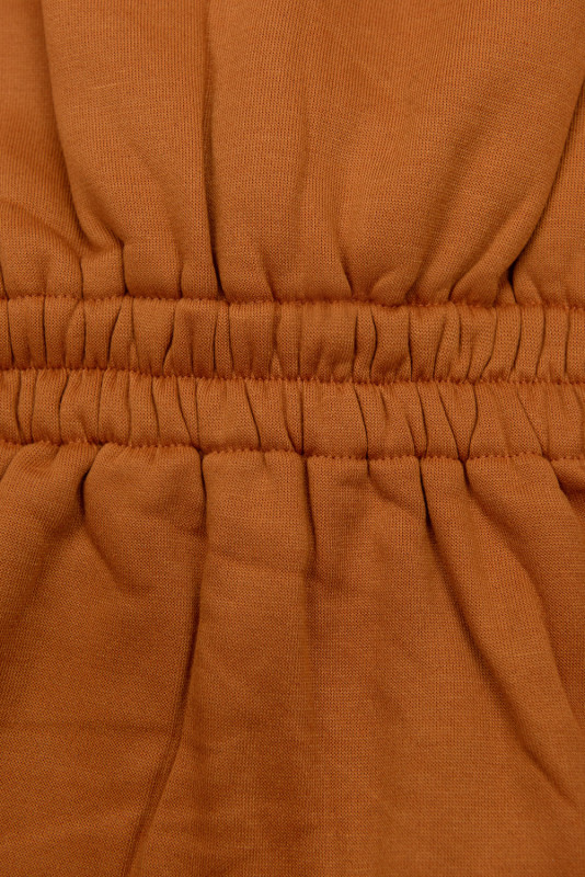 Dark orange elongated hoodie in shaped cut