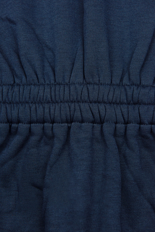 Navy elongated hoodie in shaped cut