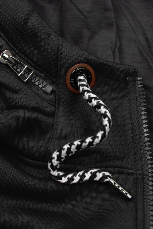 Black elongated hoodie in shaped cut