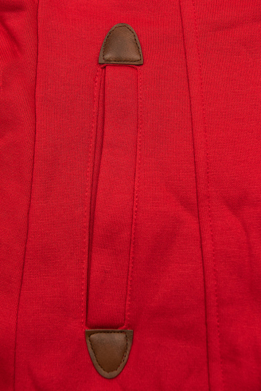 Red elongated hoodie in shaped cut
