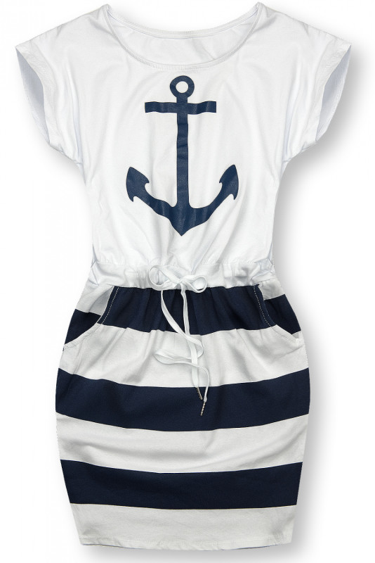 Anchor print dress white/blue