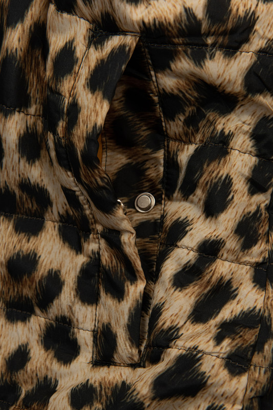 Reversible parka yellow/leopard print