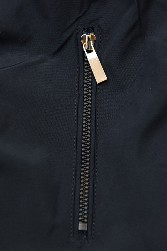 Navy reversible winter parka with faux fur trim